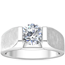 Men's Tension Style Solitaire Engagement Ring in Platinum